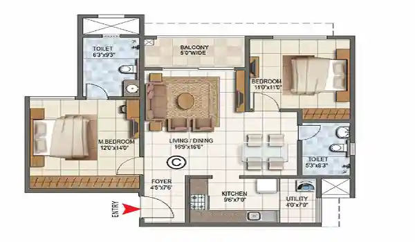 Winds of Change by CKPC - 2.5 BHK Floor plan